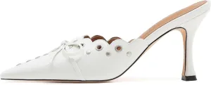Bow Tie Heeled Mules for Women Pointy Studs Kitten Heels Dress Pumps Backless Stilettos Heels
