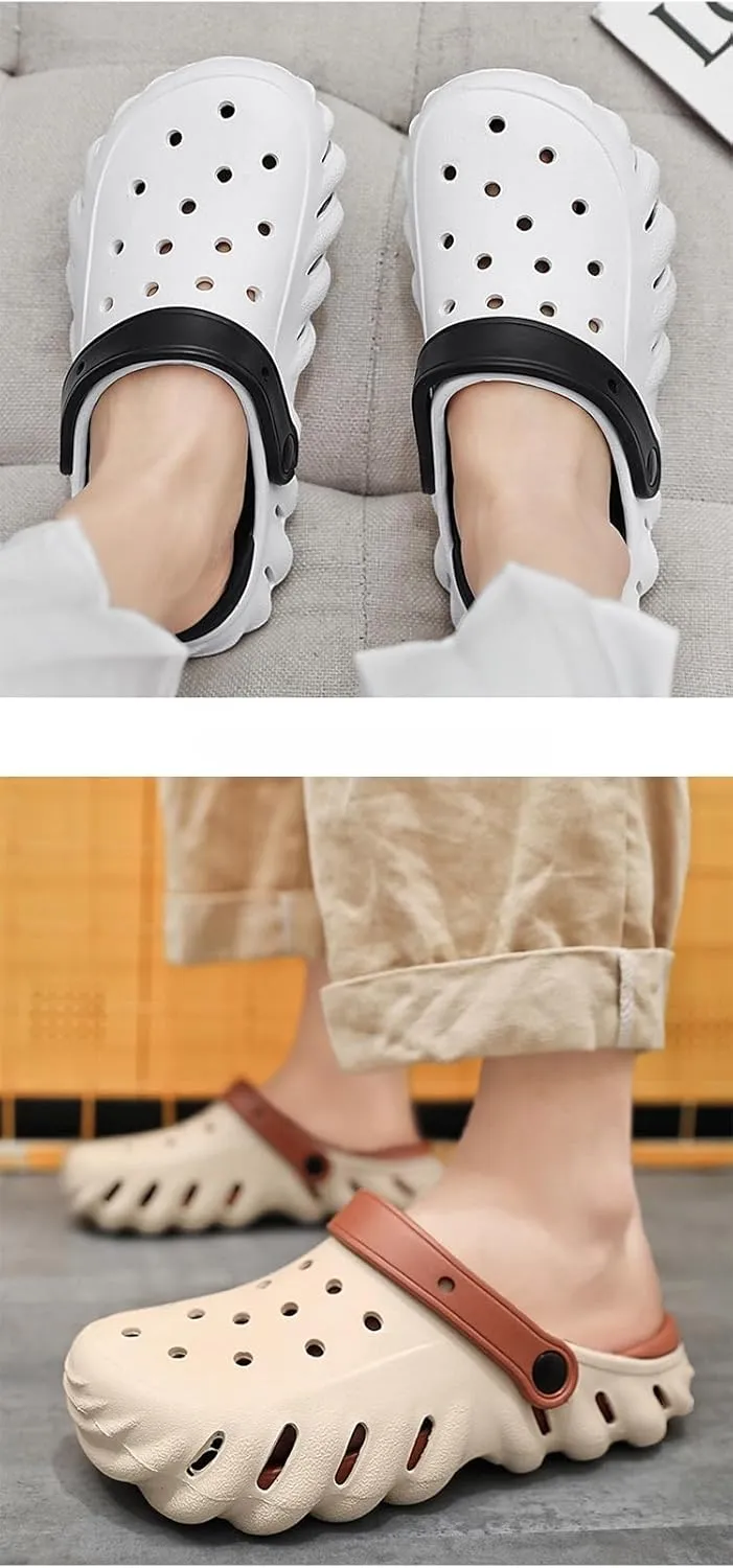 Breathable Hollow Design Men's Garden Clogs - Comfortable Slip-On Couple Beach Shoes Anti-Slip