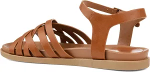 Brinley Co. Womens Basketweave Ankle Strap Sandal Tan, 8 Regular US