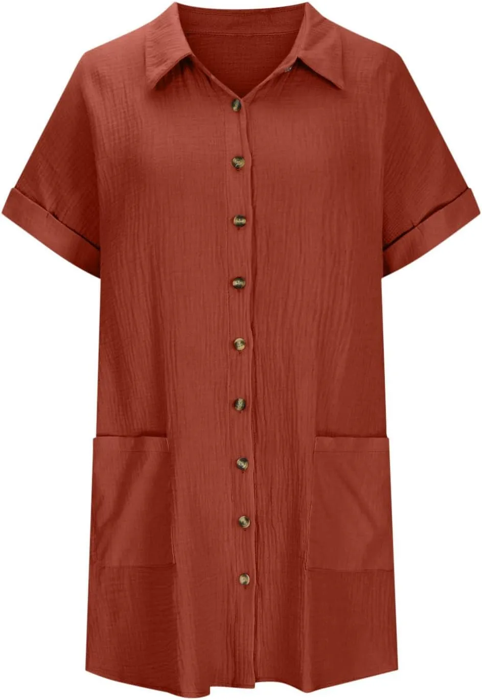 Button Down Dress for Women Summer Short Sleeve Tshirt Dresses Casual Flowy V Neck Loose Midi Beach Dress