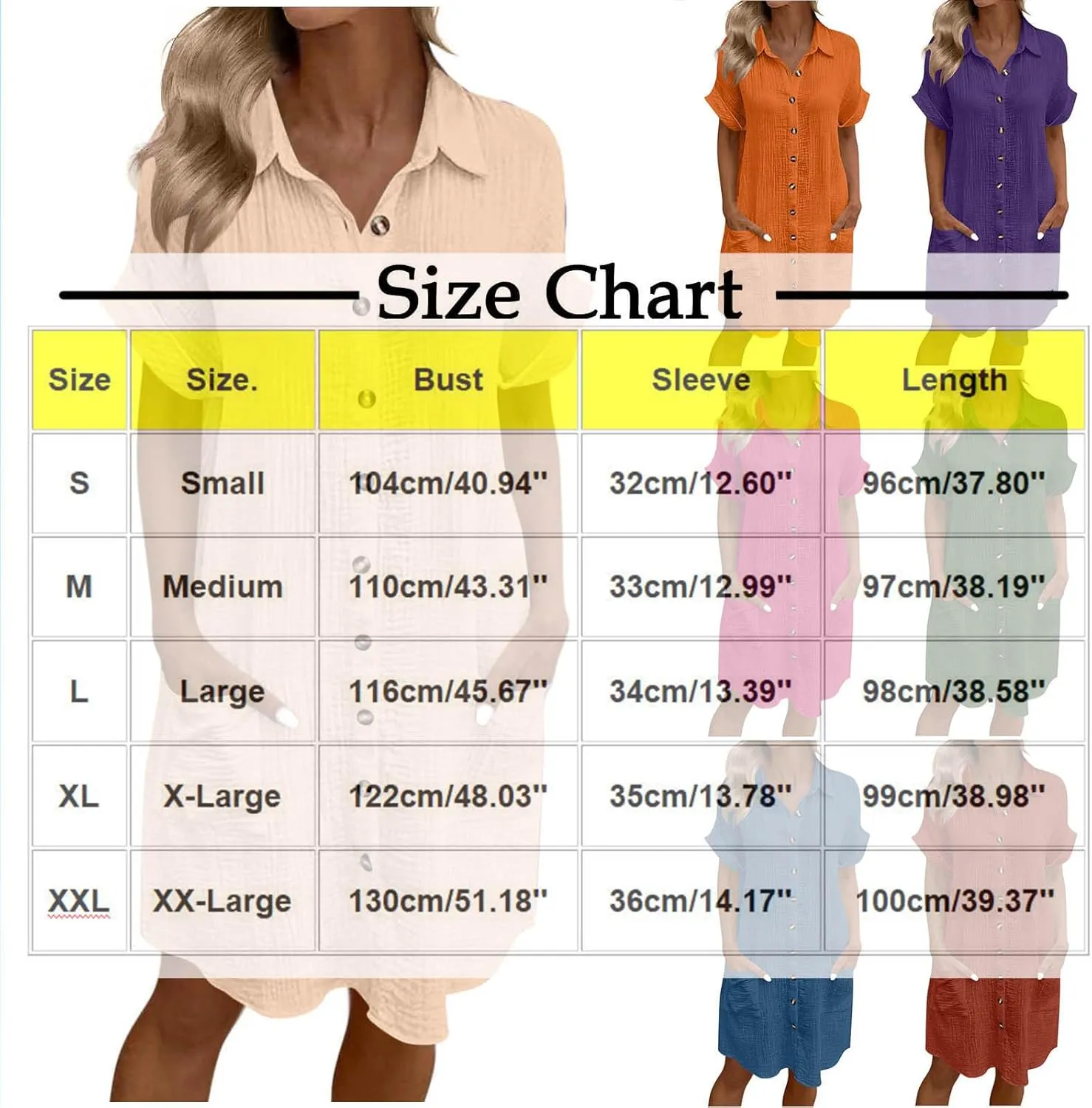 Button Down Dress for Women Summer Short Sleeve Tshirt Dresses Casual Flowy V Neck Loose Midi Beach Dress