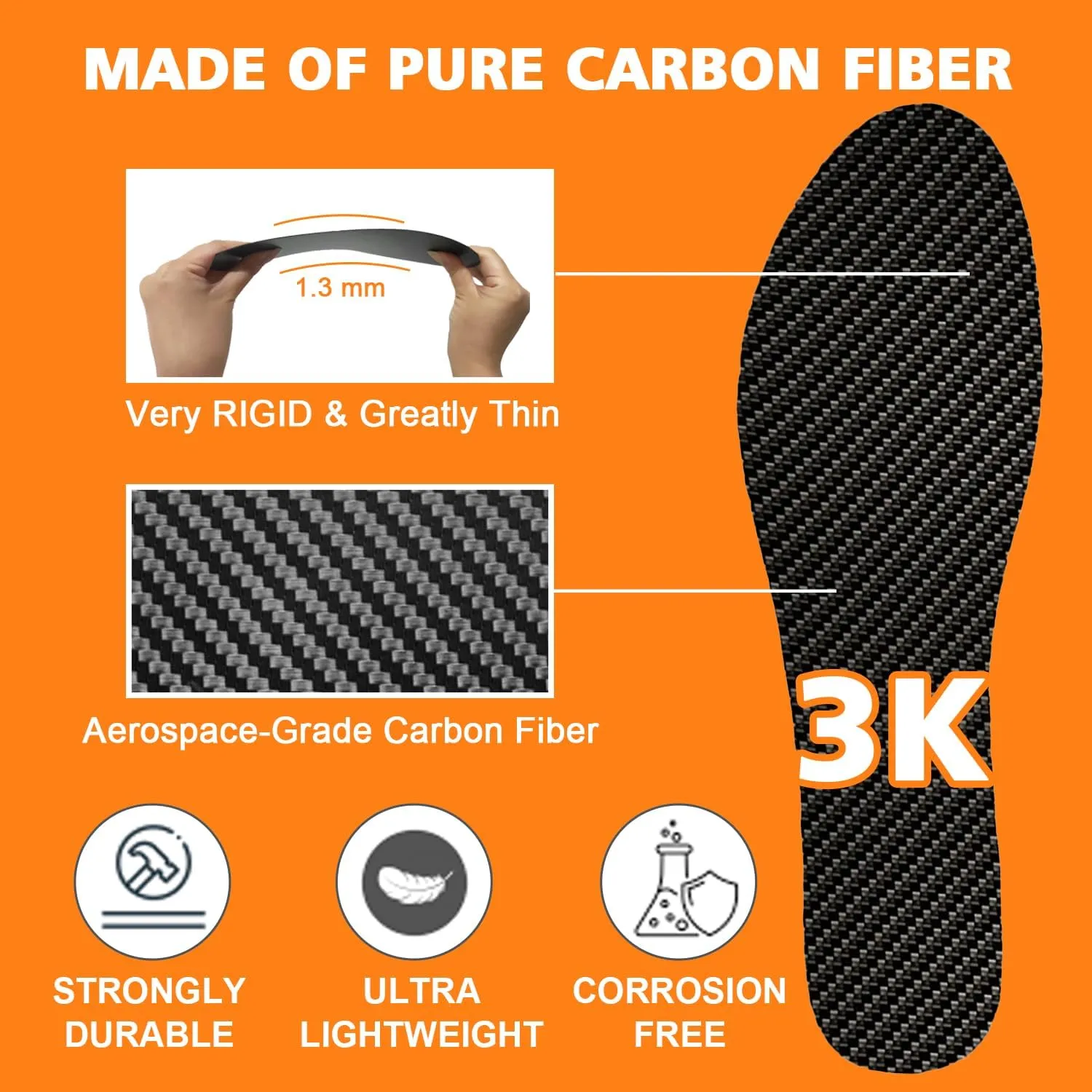 Carbon Fiber Insoles, 1 Pair Rigid Insole Insert for Pain Relief Recovery of Arthritic Toe Turf Toe, Hallux rigidus, morton's Toe, Rigid Foot Support(9.25"-235mm-Men's 7-7.5/Women's 8-8.5)