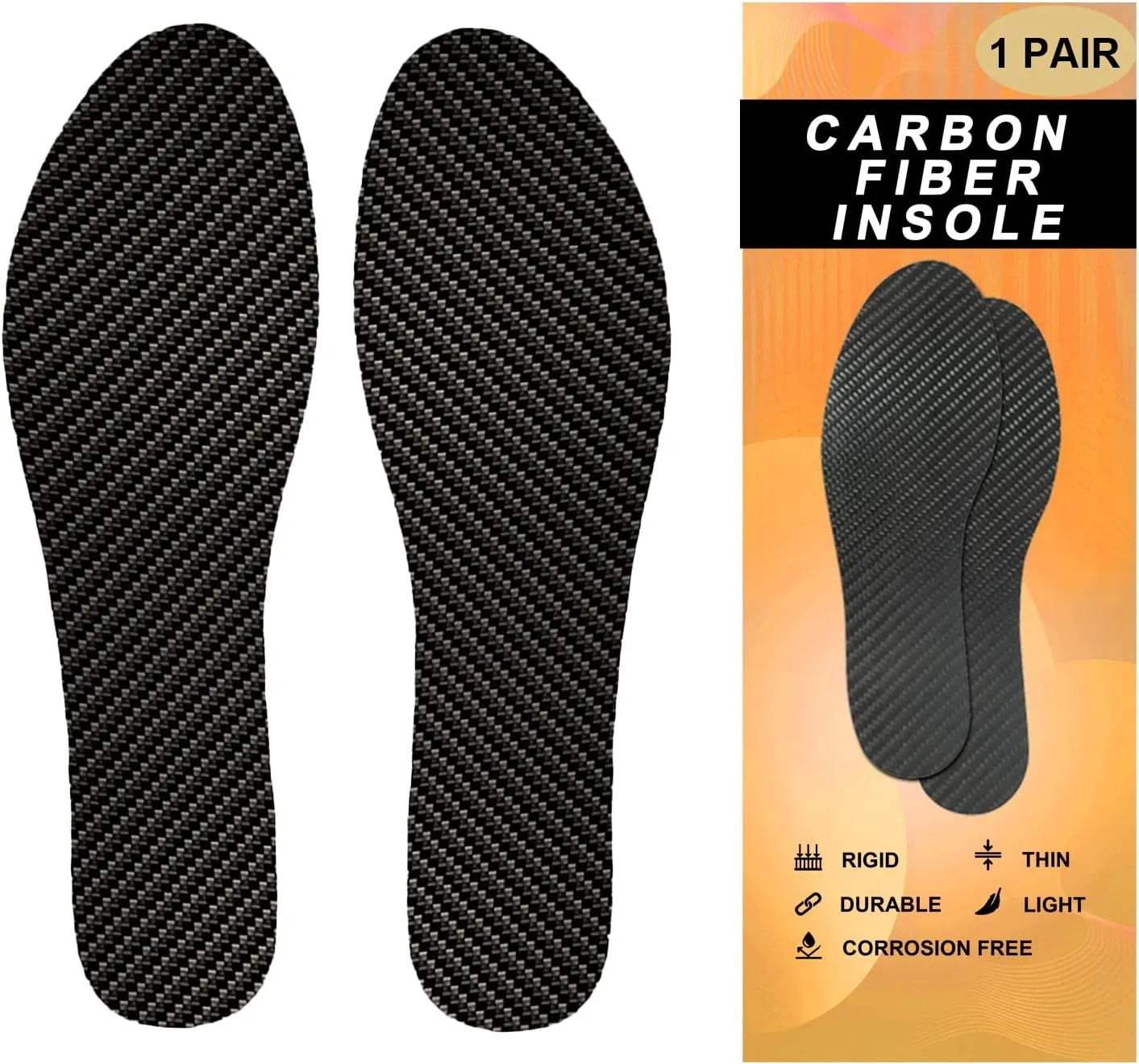 Carbon Fiber Insoles, 1 Pair Rigid Insole Insert for Pain Relief Recovery of Arthritic Toe Turf Toe, Hallux rigidus, morton's Toe, Rigid Foot Support(9.25"-235mm-Men's 7-7.5/Women's 8-8.5)