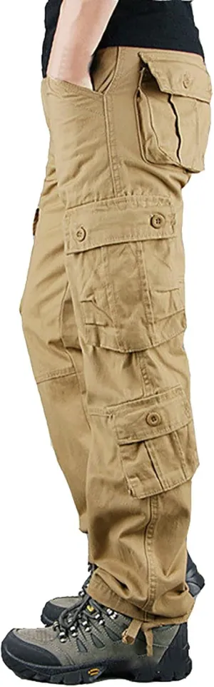 Cargo Pants for Men Outdoor Hiking Pants Plus Size Loose Fit Cargo Work Pants Tactical Workout Pants with 8 Pockets