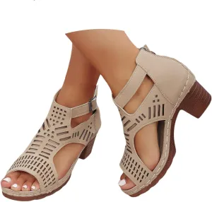 Casual Sandals For Women Wide Width Ankle Strap Heeled Sandals Summer Chunky Heel Comfy Daily Sandal Streetwear