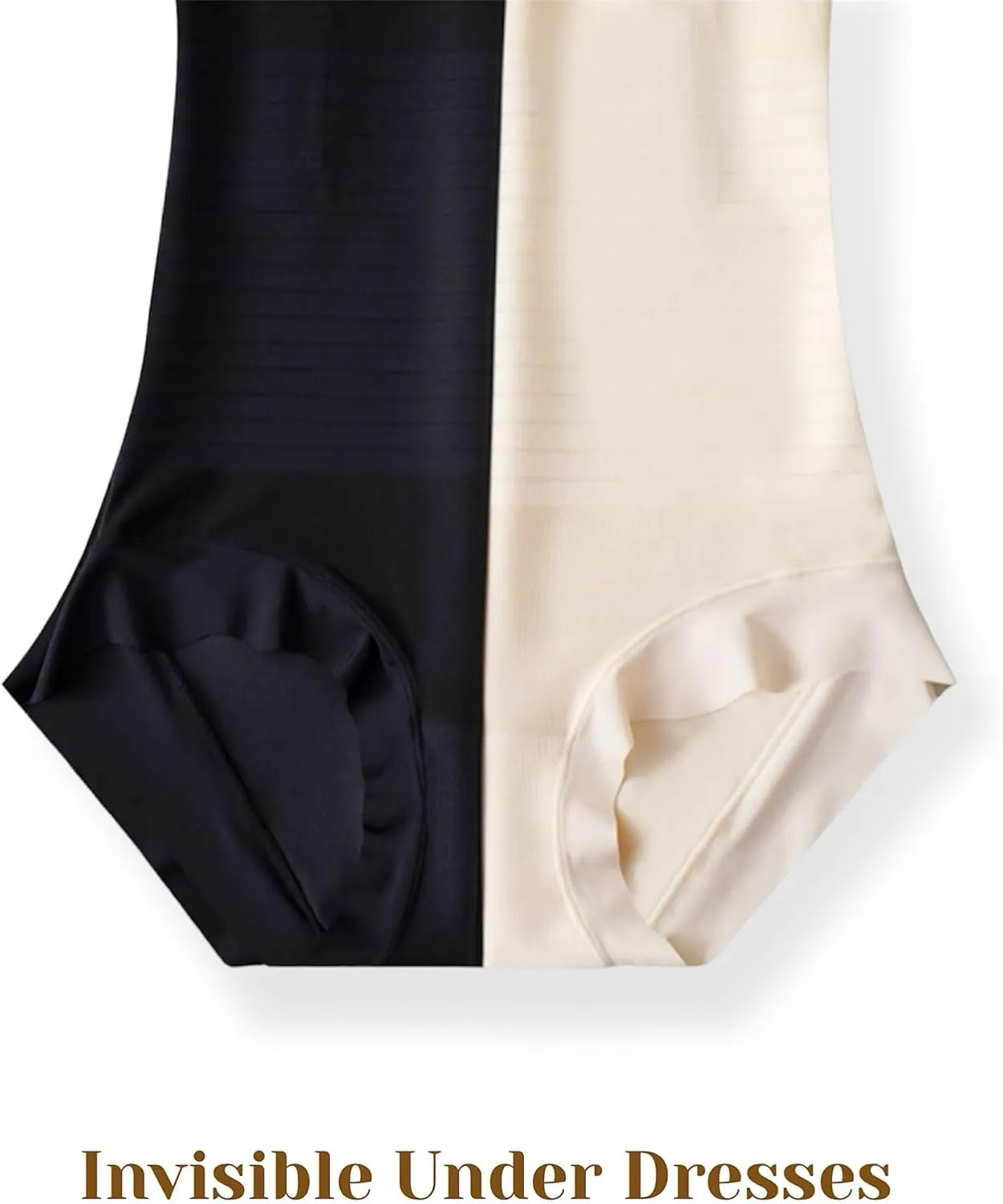 CB 2-Pack Women's Ice Silk Invisible High-Waisted Tummy Control Stripe Shapewear Panties Body Shaper Underwear,
