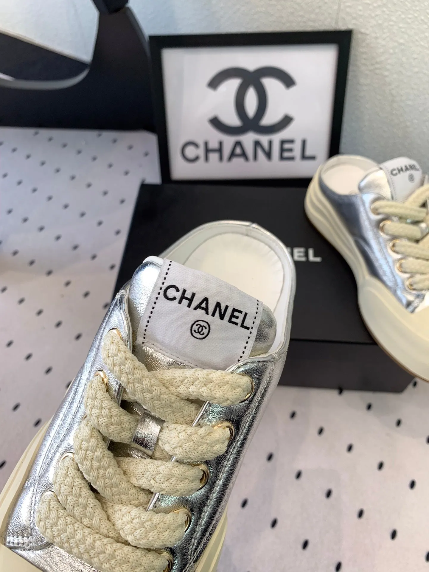 CC Mule Sneaker 50mm In Silver Cowhide 147071