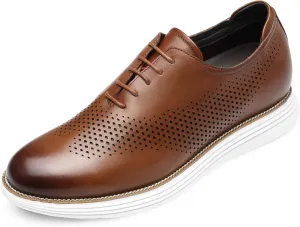 CHAMARIPA Hidden Heel Premium Leather Height Increase Low-Top Skate Shoes Men's Invisible Height Increasing Elevator Casual Fashion Sneaker