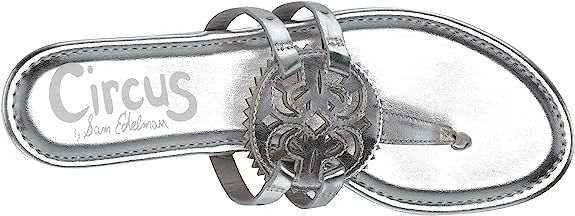 Circus Thong Canyon Flat Metallic Last chance Silver By Voice-activated Flower Edelman Sandal Soft Style Sam