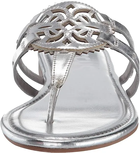 Circus Thong Canyon Flat Metallic Last chance Silver By Voice-activated Flower Edelman Sandal Soft Style Sam