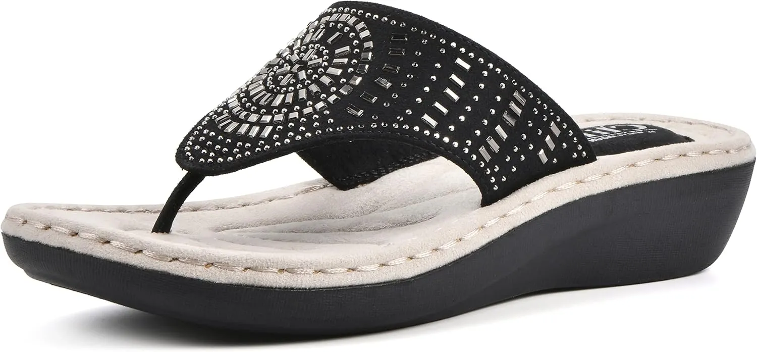 CLIFFS BY WHITE MOUNTAIN Women's Cienna Mini Wedge Flip Flop Sandal