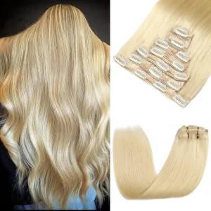Clip in Hair Extensions Real Human Hair - 160g 20 inch 7pcs, Bleach Blonde Color (#613) - Premium Soft Hair Extensions Real Human Hair Clip ins Straight for Women (20 Inch)