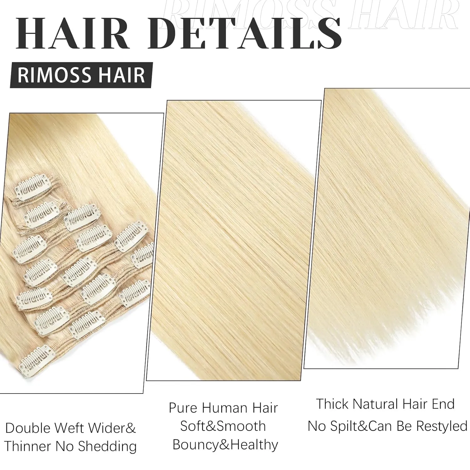 Clip in Hair Extensions Real Human Hair - 160g 20 inch 7pcs, Bleach Blonde Color (#613) - Premium Soft Hair Extensions Real Human Hair Clip ins Straight for Women (20 Inch)