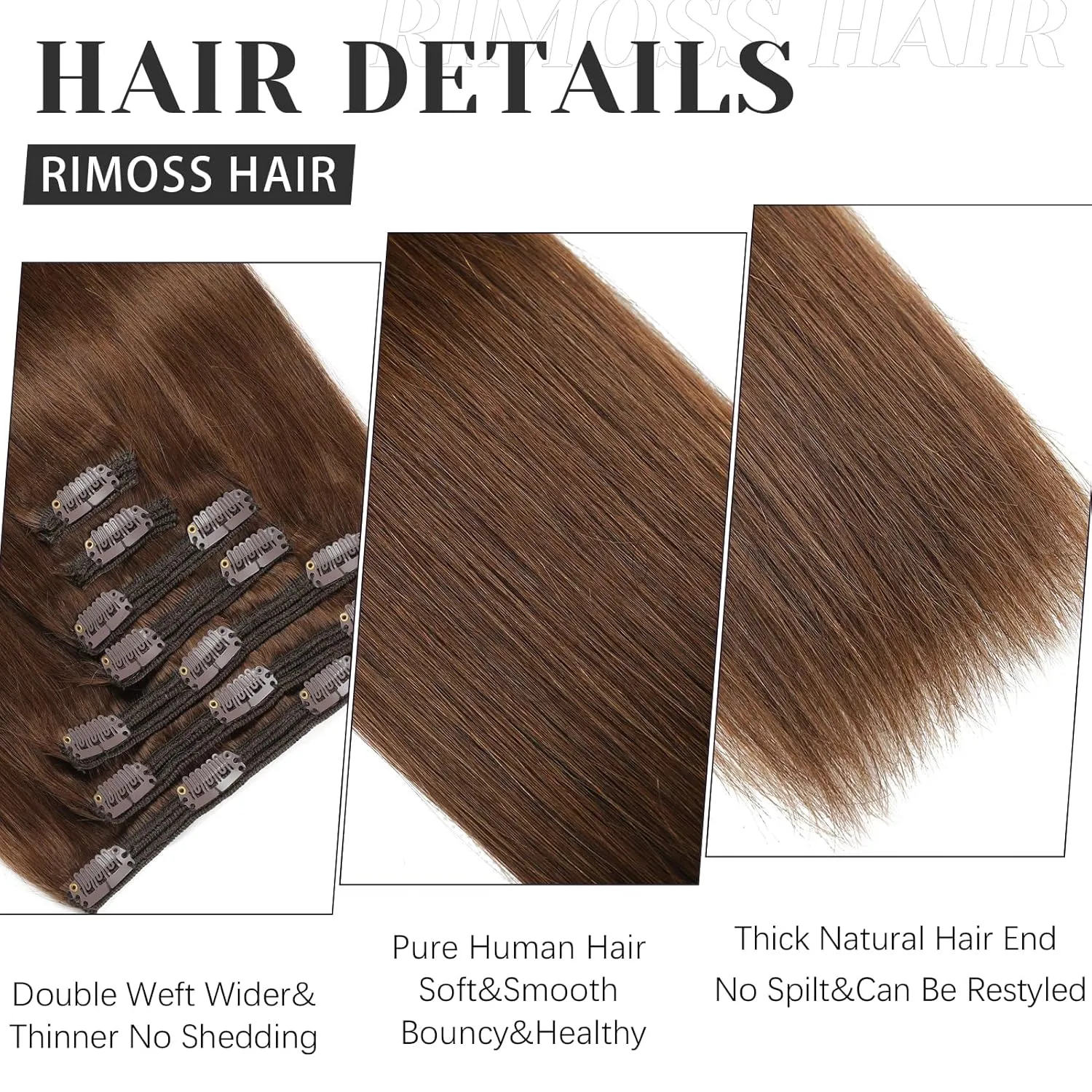 Clip in Hair Extensions Real Human Hair - 160g 20 Inch 7pcs, Chocolate Brown Color - Soft Premium Human Hair Clip in Extensions Straight for Women (#4 20 Inch)