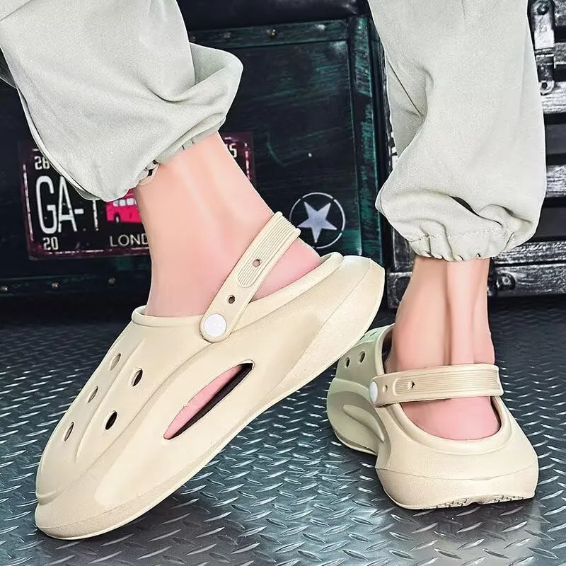 Clogs Garden Shoes for Men Women Lightweight Breathable Casual Slip-On Footwear with Adjustable Strap Outdoor Sandals Beach Shoes Non-Slip Comfort Slippers