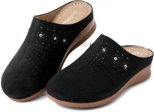 Closed Toe Clogs for Women Slip-On Mules: Comfortable Women's Mule & Clog with Carved Floral Design