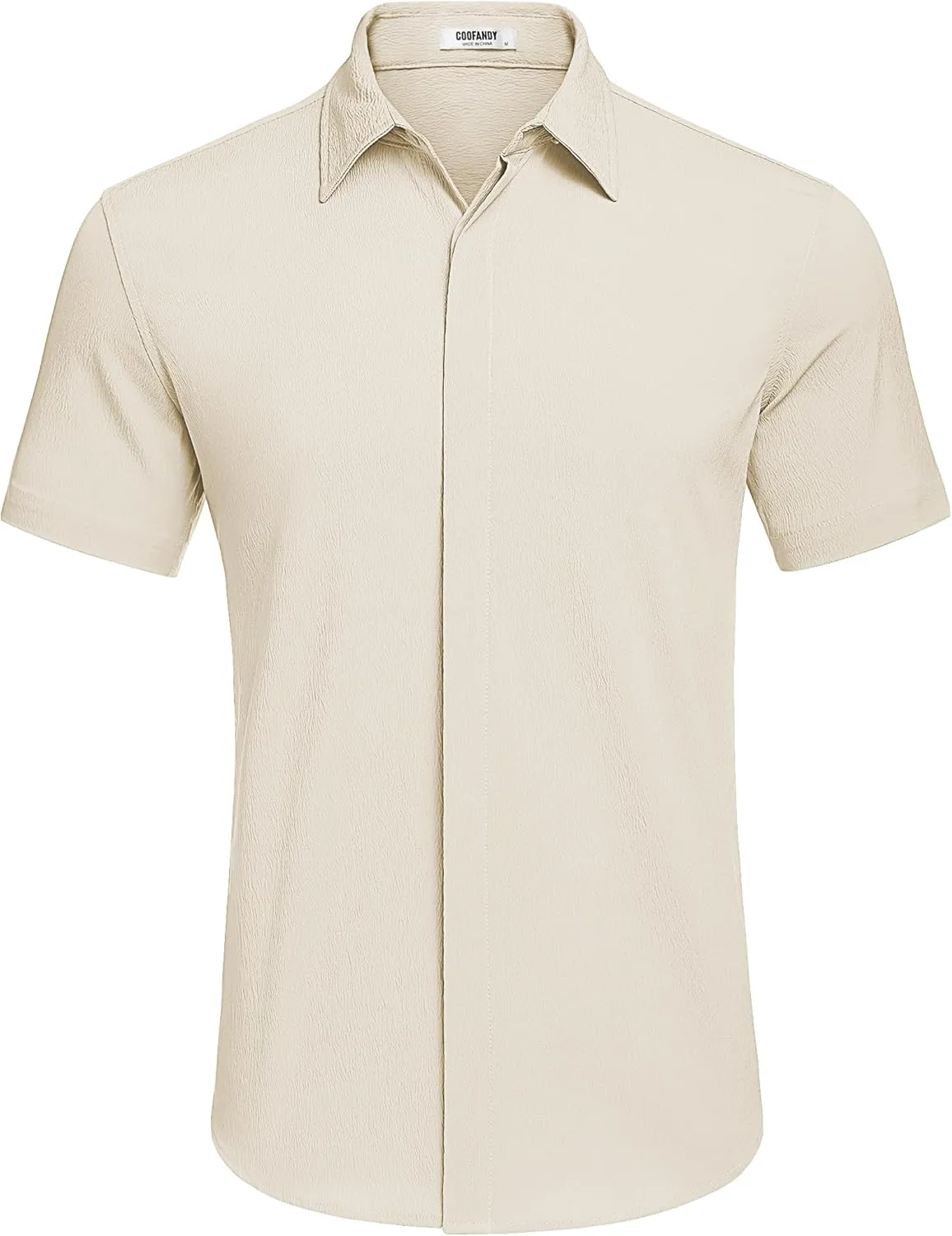 COOFANDY Men's Casual Short Sleeve Button Down Summer Beach Shirt Lightweight Textured Wrinkle Free Stretch Shirts
