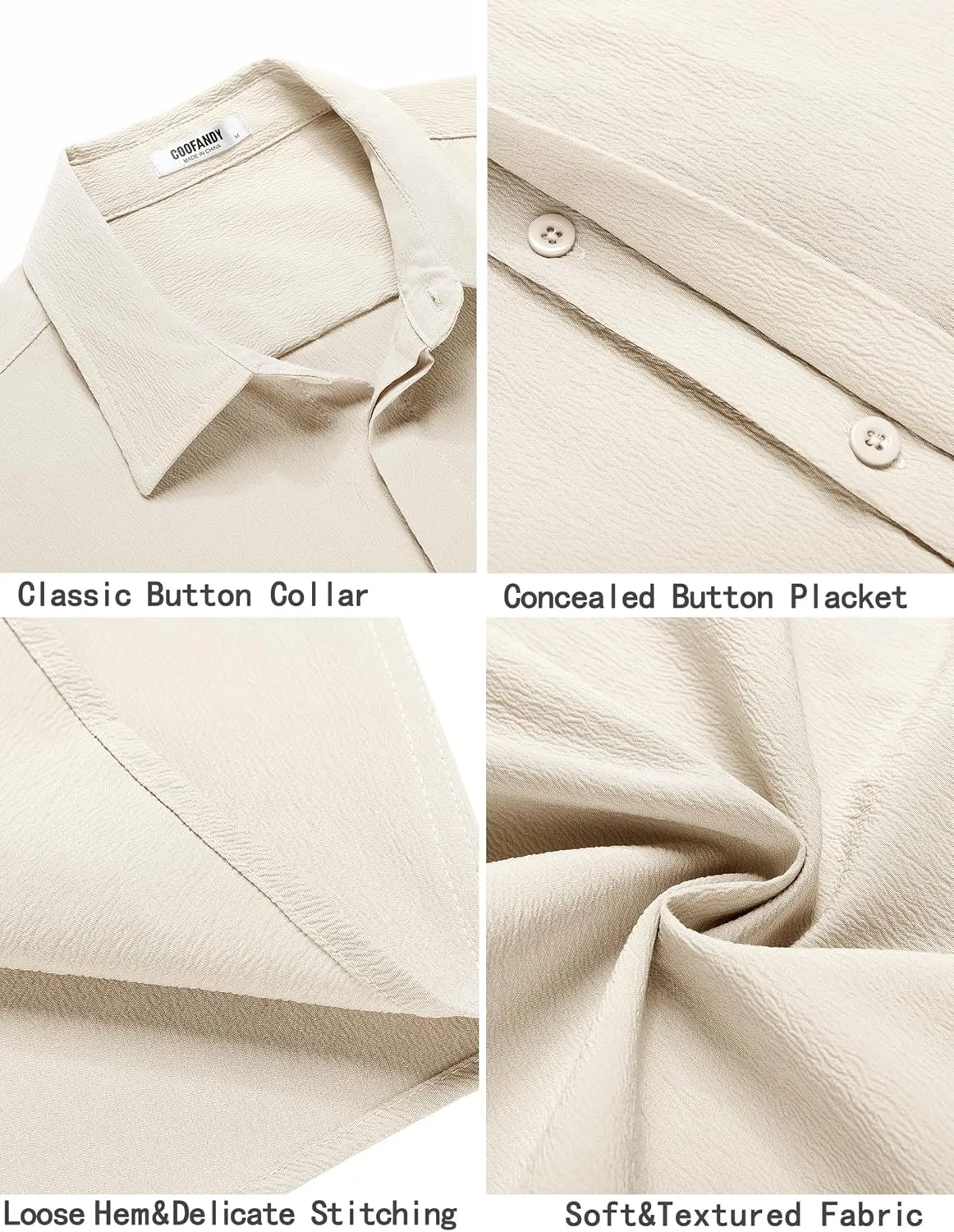COOFANDY Men's Casual Short Sleeve Button Down Summer Beach Shirt Lightweight Textured Wrinkle Free Stretch Shirts