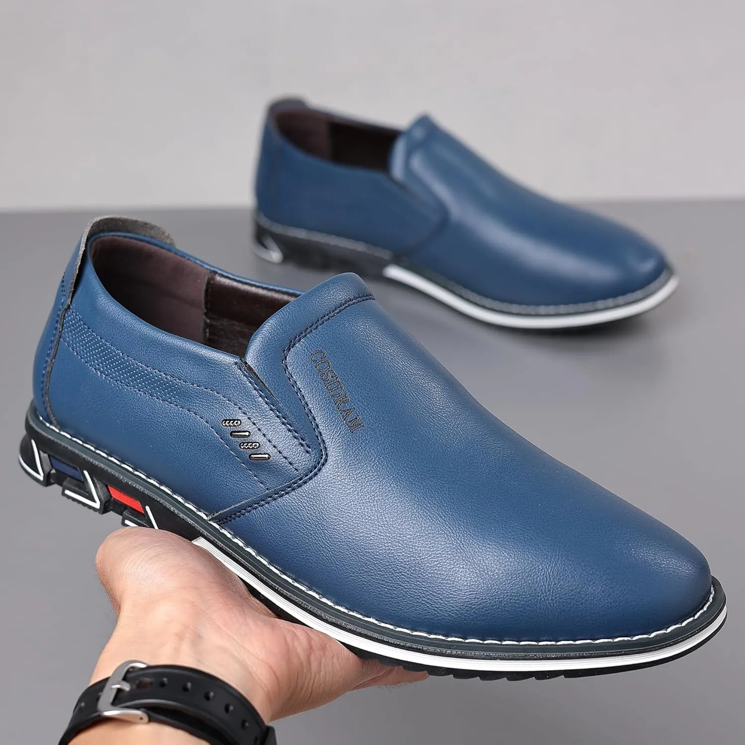 COSIDRAM Mens Casual Shoes Slip on Loafers Lightweight Hollow Out Breathable Male Shoes