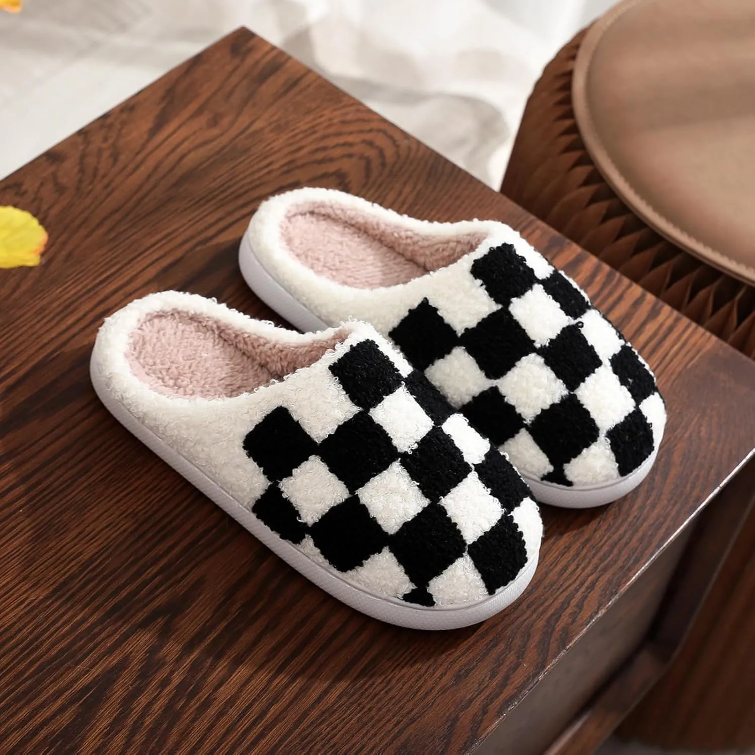 Cotton Slippers Checkerboard Cute Trendy Casual Thick-soled Home Bedroom Floor Soft Non-slip Warm Winter Couple Gift