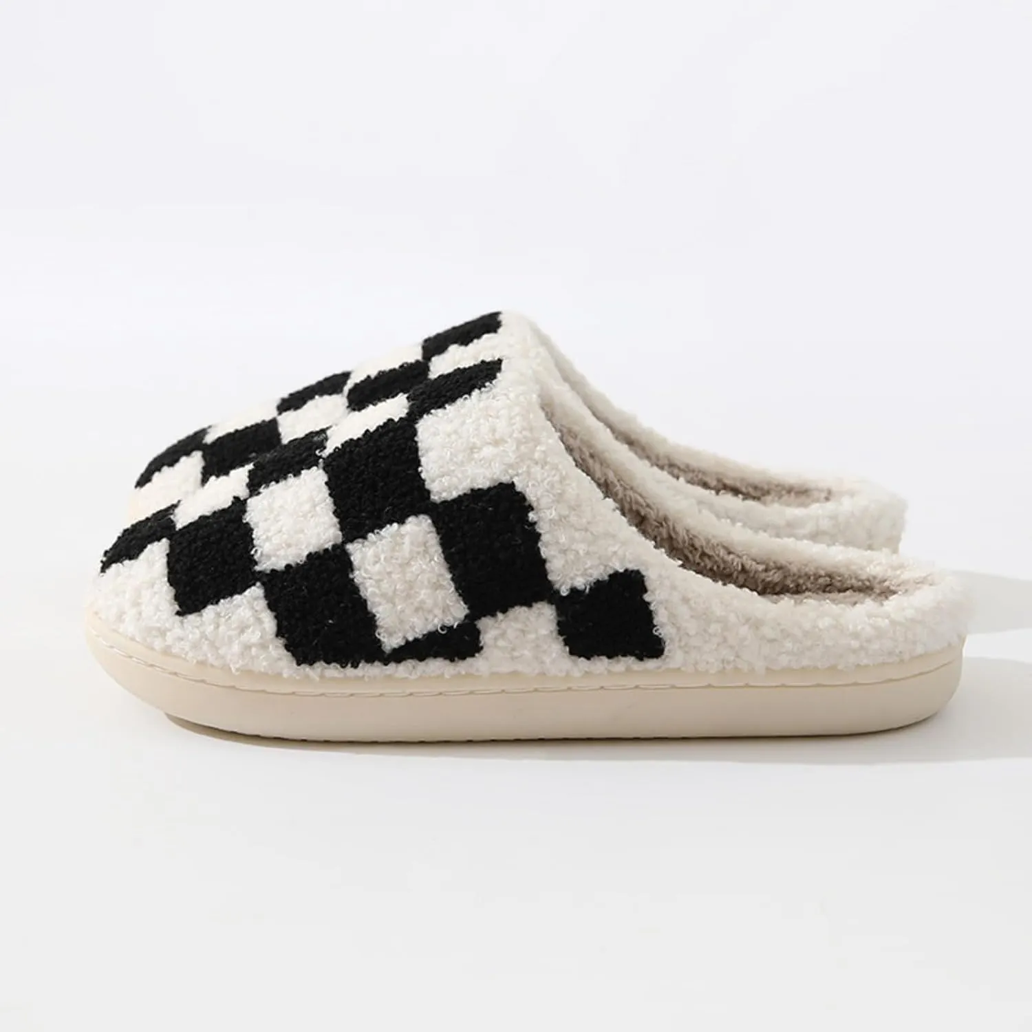 Cotton Slippers Checkerboard Cute Trendy Casual Thick-soled Home Bedroom Floor Soft Non-slip Warm Winter Couple Gift