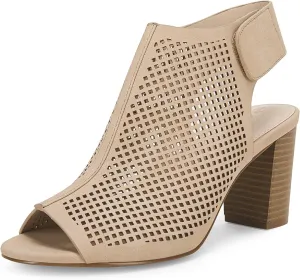 Coutgo Heels for Women Open Toe Boots Cutout Ankle Strap High Heel Chunky Block Sandals