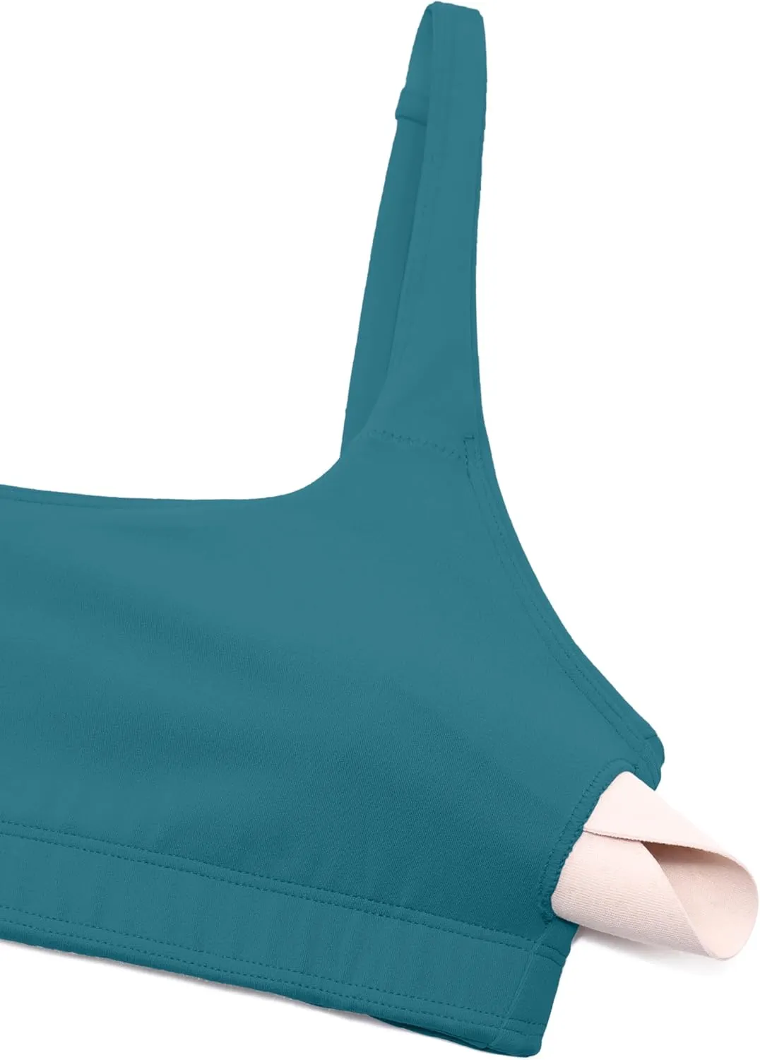CRZ YOGA Butterluxe Spaghetti Strap Sports Bras for Women - Square Neck Yoga Wireless Low Coverage Padded Cami Crop Top