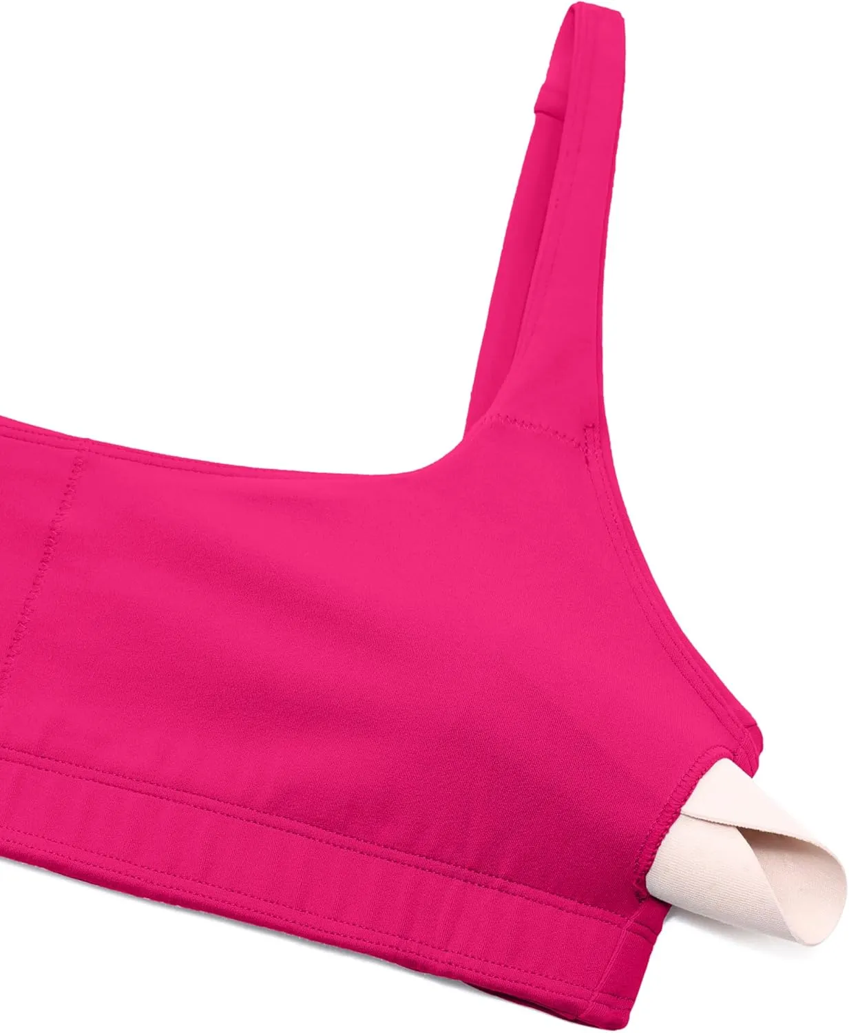 CRZ YOGA Butterluxe Spaghetti Strap Sports Bras for Women - Square Neck Yoga Wireless Low Coverage Padded Cami Crop Top