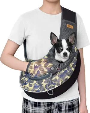 Cuby Pet Dog Sling Carrier for Small Dogs Cats Breathable Mesh Travel Safe Sling Bag Carrier for Dogs Cats Puppy (L, Camouflage)