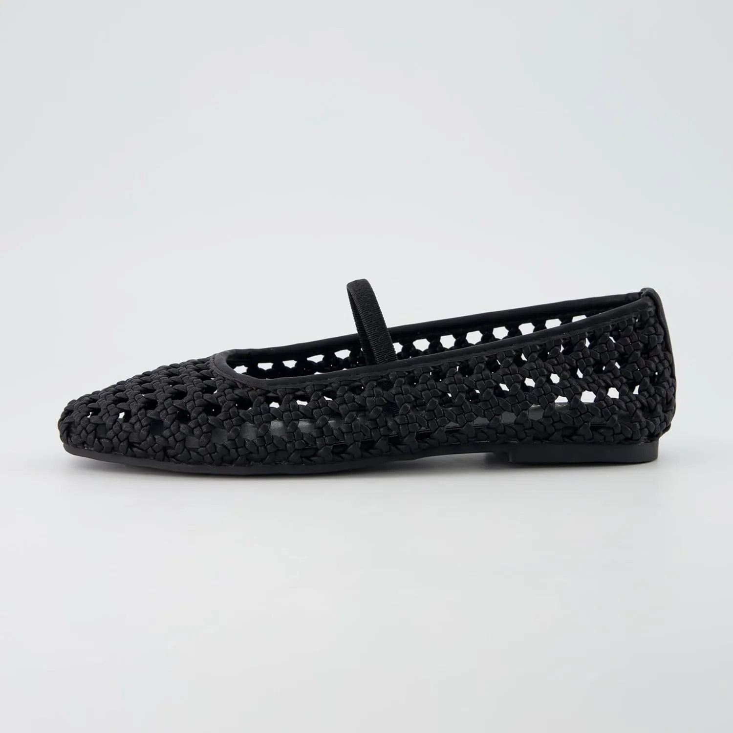 CUSHIONAIRE Weavy Squared Toe Woven Ballet Flats Shoes for Women with Memory Foam | Comfortable Mary Jane Flats for Women with Breathable Mesh Design | Wide Widths Available