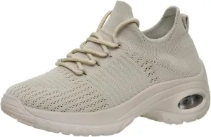 CUSHIONAIRE Women's Blaze Stretch Knit Slip on lace Sneaker  Memory Foam & LiteSole Technology