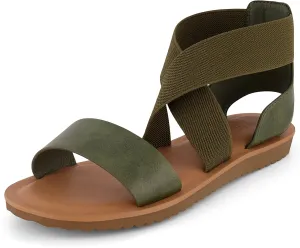 CUSHIONAIRE Women's Chancy stretch gore sandal  Memory Foam and Wide Widths Available