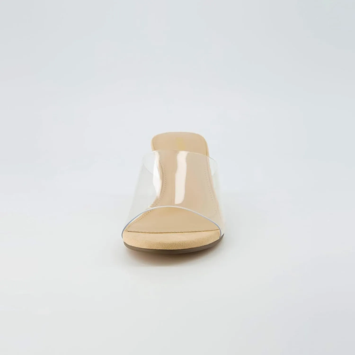 CUSHIONAIRE Women's Gloss Lucite Wedge Heel Mule Sandals  Memory Foam, Wide Widths Available