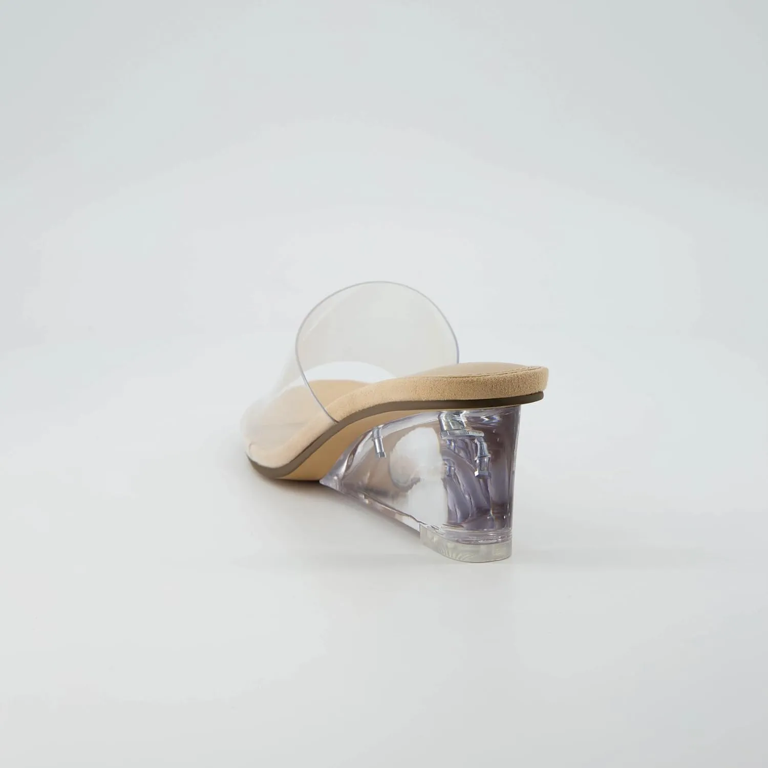 CUSHIONAIRE Women's Gloss Lucite Wedge Heel Mule Sandals  Memory Foam, Wide Widths Available