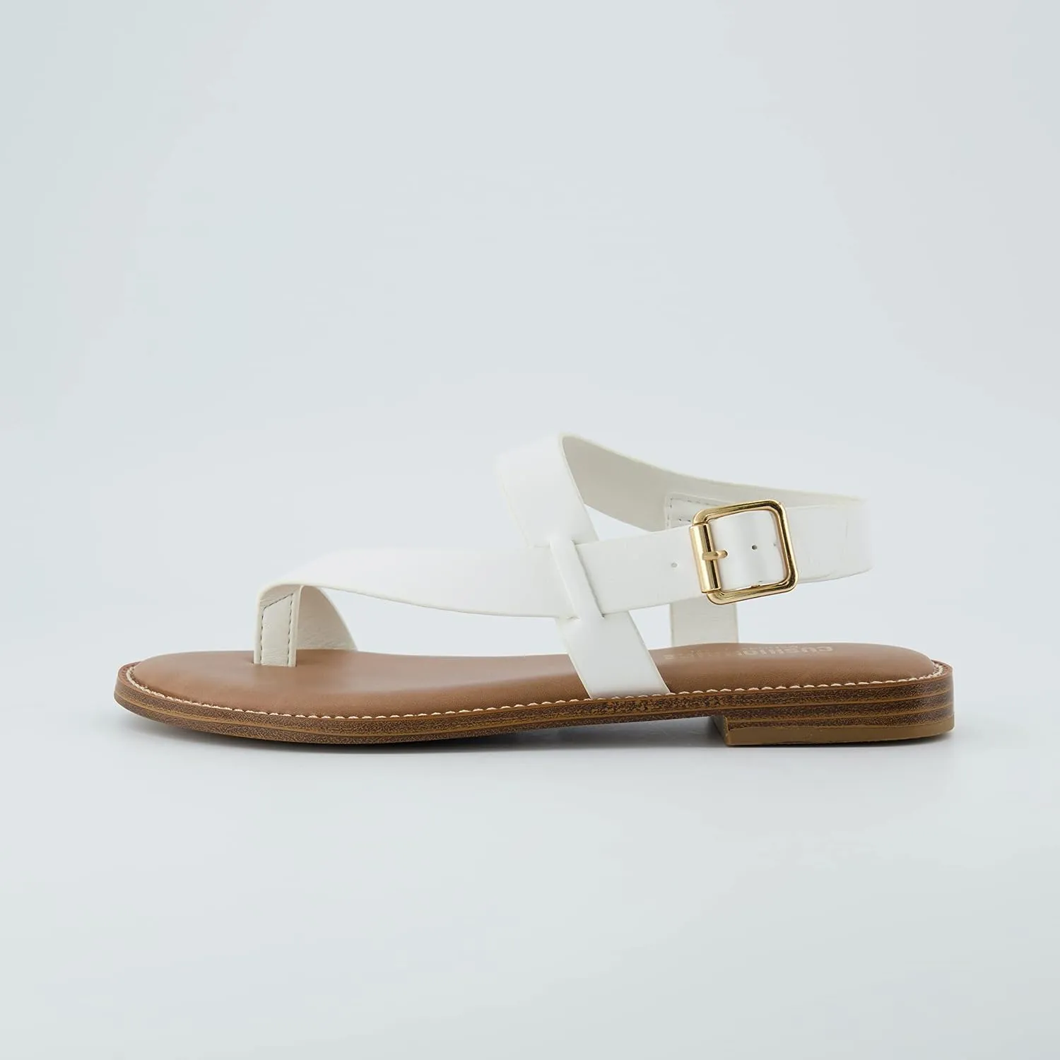 CUSHIONAIRE Women's Lennox toe loop sandal  Memory Foam, Wide Widths Available