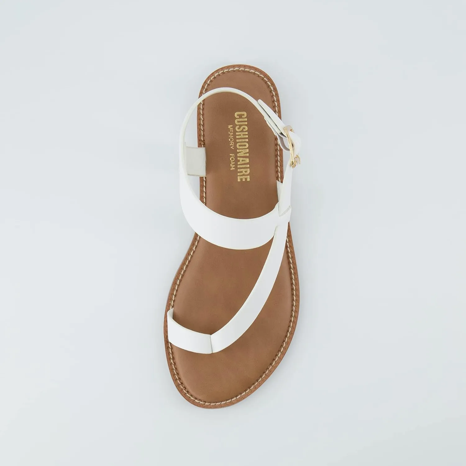 CUSHIONAIRE Women's Lennox toe loop sandal  Memory Foam, Wide Widths Available