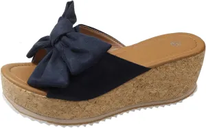 Cute Slippers for Women Summer High Heeled Bow-Knot Platform Wedge Flip-Flops Trendy Espadrilles Wedge Sandals Vacation Comfy Slip On Cork Foot Shoes