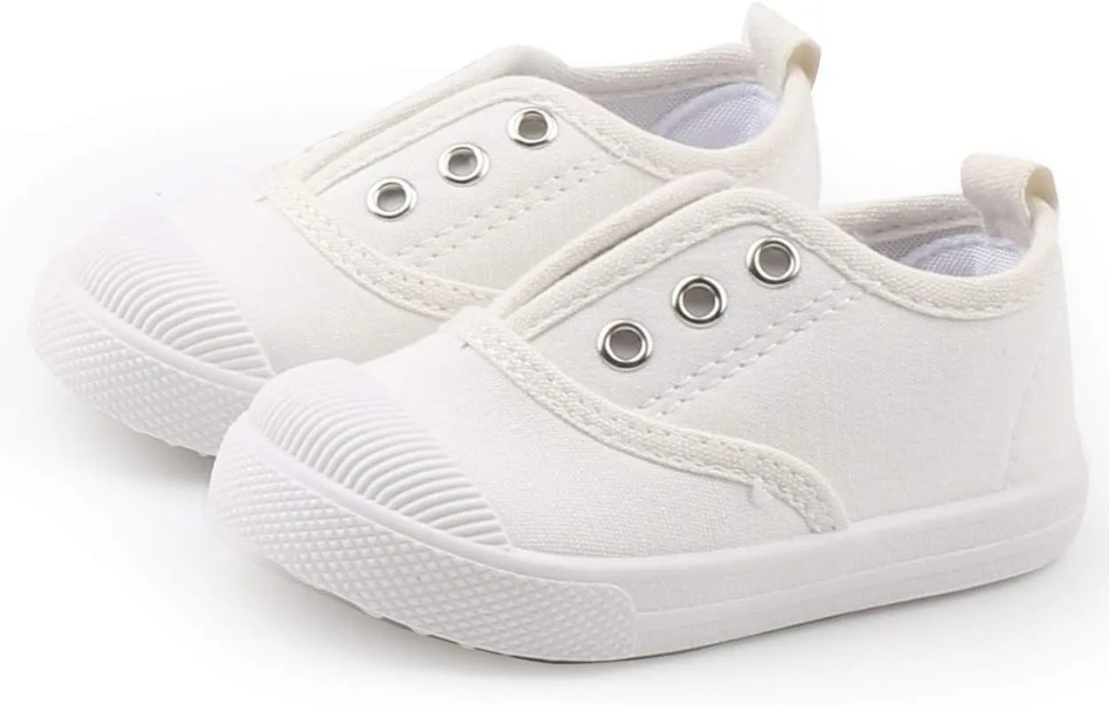 DADAWEN Boy's Girl's Candy Color Canvas Slip-On Lightweight Sneakers Cute Casual Running Shoes