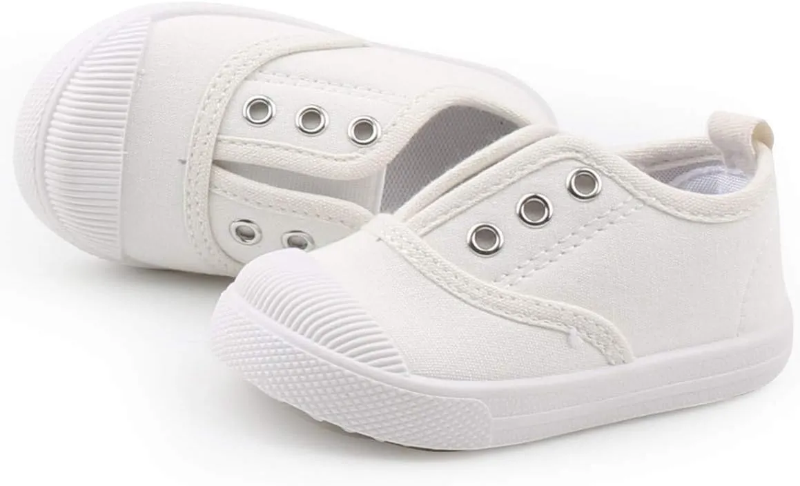 DADAWEN Boy's Girl's Candy Color Canvas Slip-On Lightweight Sneakers Cute Casual Running Shoes