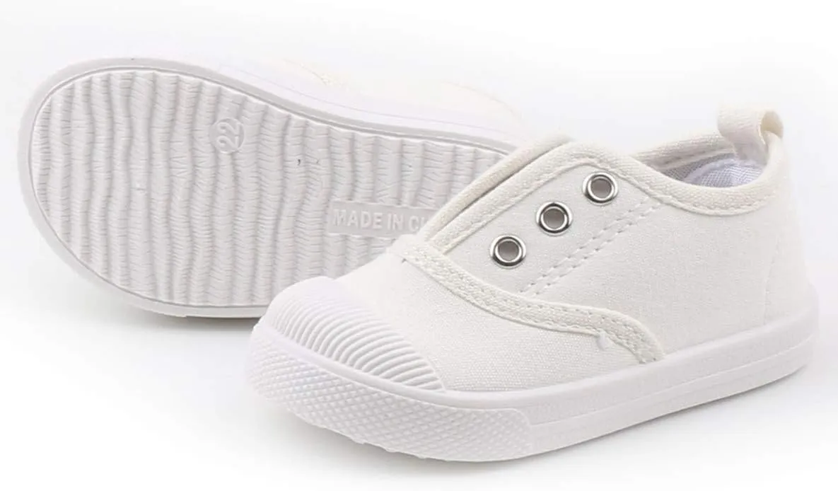 DADAWEN Boy's Girl's Candy Color Canvas Slip-On Lightweight Sneakers Cute Casual Running Shoes