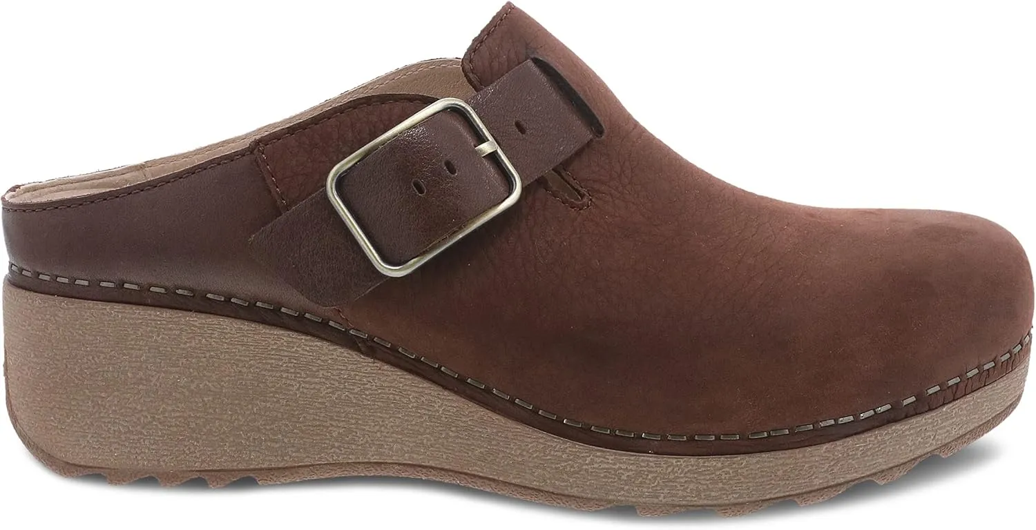 Dansko Womens CAIA Nubuck Mule - Comfort Shoes, Arch Support, Wedge