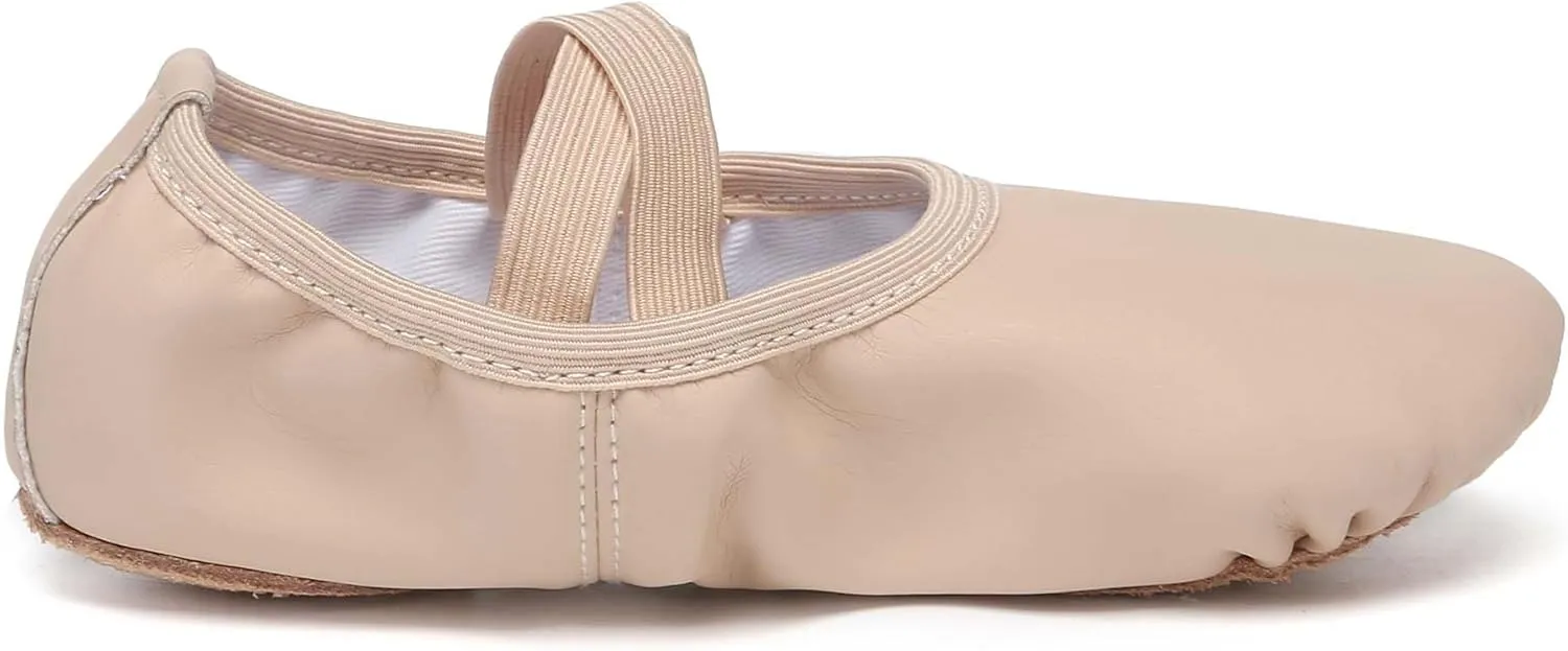 Danzcue Ballet Shoes for Girls-Soft Canvas/PU Leather Dance Slippers with Non-Slip Soles, Ideal Ballet Flats for Toddlers and Kids