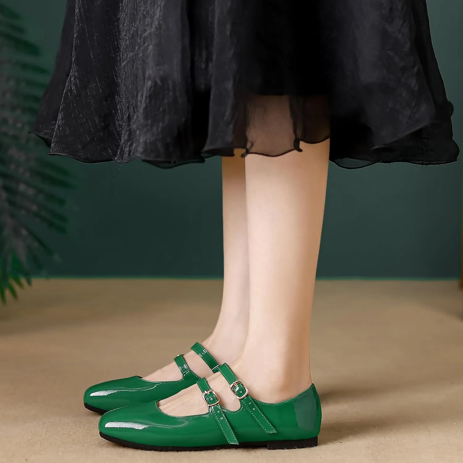 Dear Time Women's Flat Mary Jane Shoes Ankle Strap Round Toe Chinese Style Ballet Flats Casual Walking Shoes