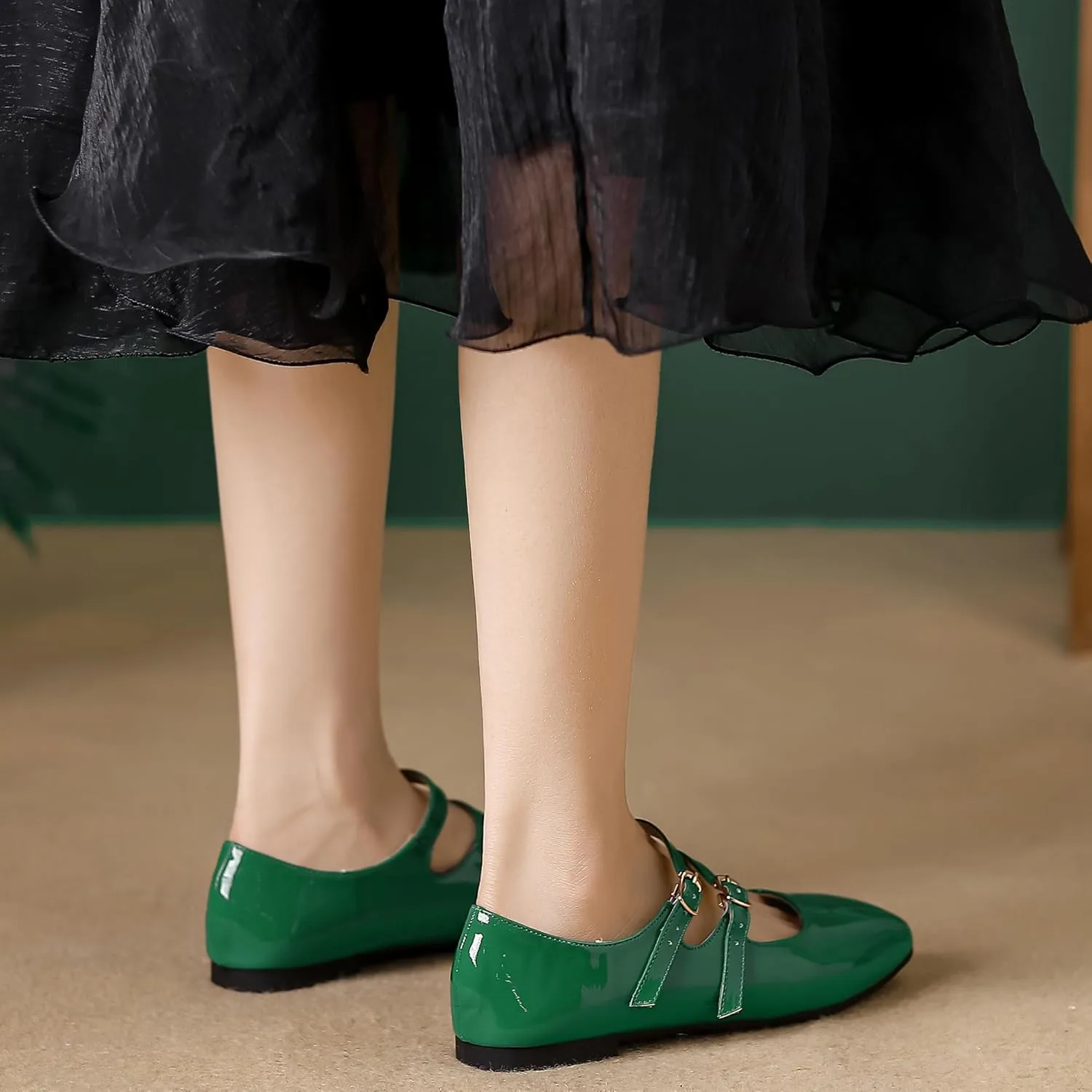 Dear Time Women's Flat Mary Jane Shoes Ankle Strap Round Toe Chinese Style Ballet Flats Casual Walking Shoes