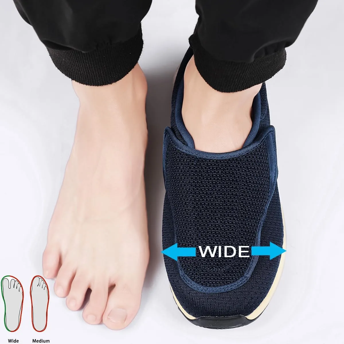 Diabetic Shoes for Men and Women, Adjustable Slip-On Wide Walking Shoes for Swollen Feet, Orthopedic Foot Pain Relief, Neuropathy - EasyTop Wings