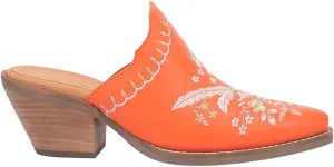 Dingo Womens Wildflower Floral Embroidered Round Toe Mule Casual Boots Mid Heel 2-3" - Off White