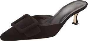 Divanne Heeled Mules for Women, Pointed Toe Slingback Pumps Buckle Kitten Heels Mules Slides Backless Dress Sandals