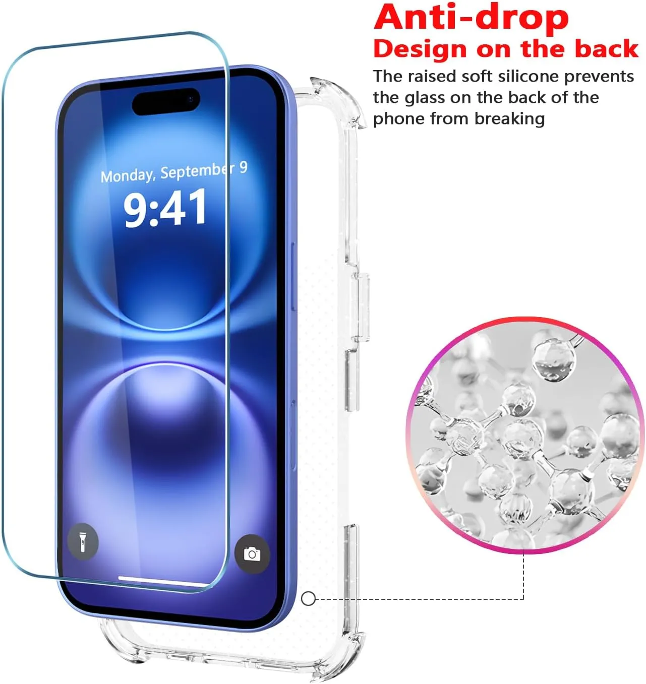 Diverbox for iPhone 16 Case [Shockproof] [Dropproof] [Tempered Glass Screen Protector   Camera Protectors] Heavy Duty Protection Phone Case Cover for Apple iPhone 16 (Glitter Clear)