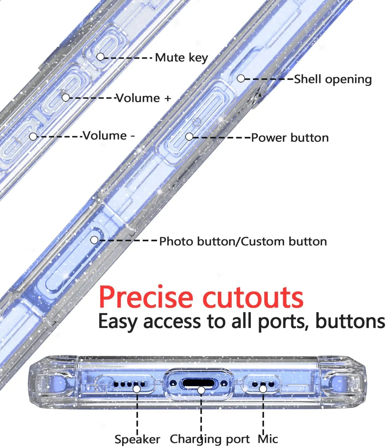 Diverbox for iPhone 16 Case [Shockproof] [Dropproof] [Tempered Glass Screen Protector   Camera Protectors] Heavy Duty Protection Phone Case Cover for Apple iPhone 16 (Glitter Clear)