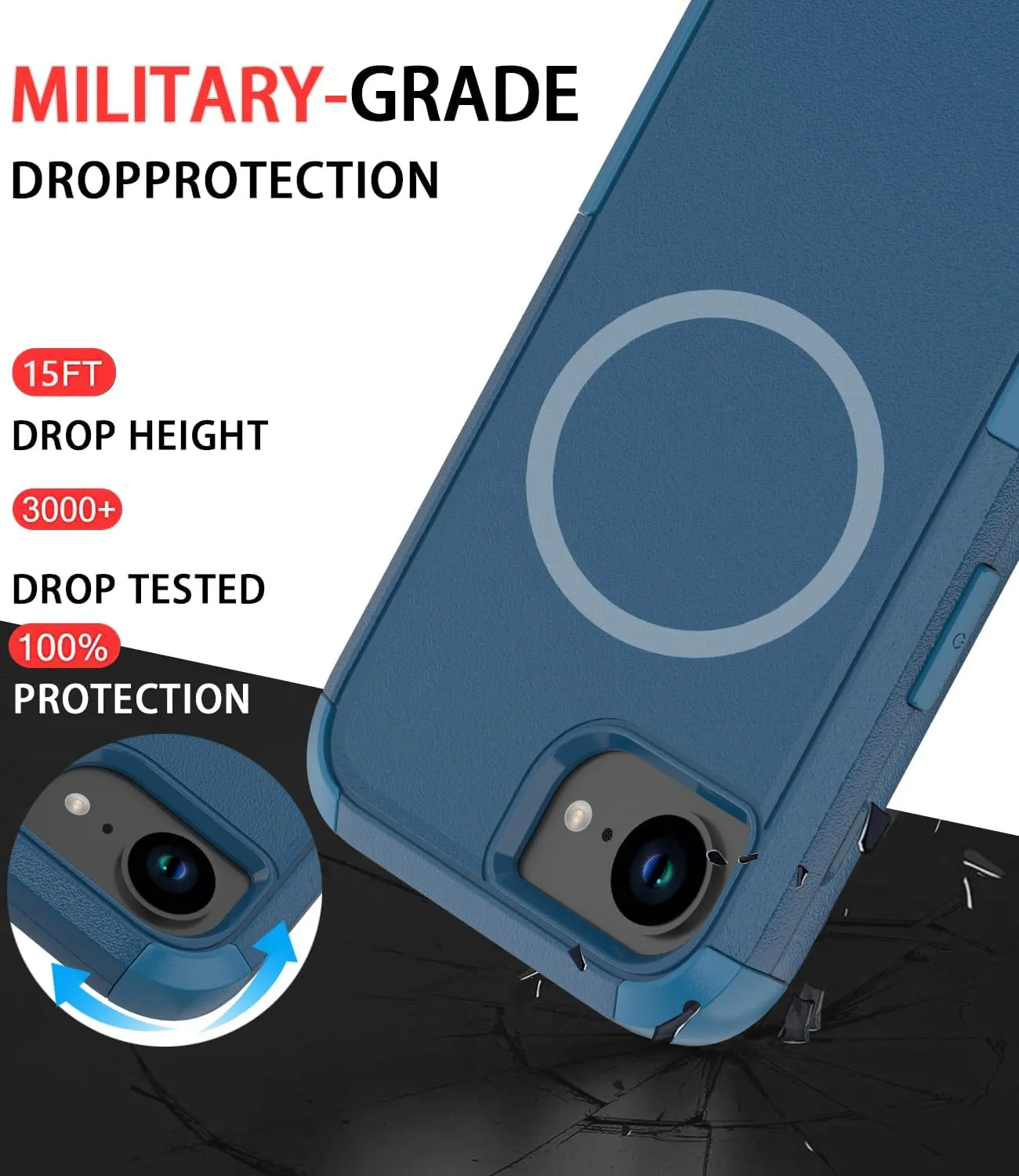 Diverbox for iPhone 16e Case [Compatible with MagSafe] [Shockproof] [Dropproof] [with Screen Protector ] Heavy Duty Protection Phone Case Cover for Apple iPhone 16e 2025 6.1 inch (Blue)